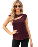 Azura Exchange Cutout Cap Sleeve T Shirt - XL