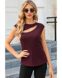 Azura Exchange Cutout Cap Sleeve T Shirt - XL