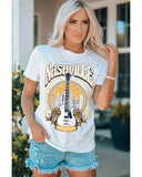 Azura Exchange Nashville Guitar Floral Print T-Shirt - XL