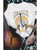 Azura Exchange Nashville Guitar Floral Print T-Shirt - XL