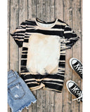 Azura Exchange Tie Dye Stripe Print Bleached T-Shirt - M