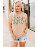 Azura Exchange Floral Letter Print T Shirt - L