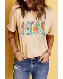 Azura Exchange Floral Letter Print T Shirt - L