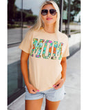 Azura Exchange Floral Letter Print T Shirt - L