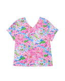 Azura Exchange Loose Fit Floral Print V Neck T Shirt - L