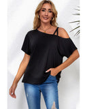 Azura Exchange Criss Cross One Shoulder T Shirt - L