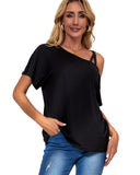 Azura Exchange Criss Cross One Shoulder T Shirt - L