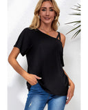 Azura Exchange Criss Cross One Shoulder T Shirt - L