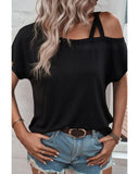 Azura Exchange Criss Cross One Shoulder T Shirt - M