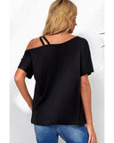 Azura Exchange Criss Cross One Shoulder T Shirt - S