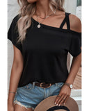 Azura Exchange Criss Cross One Shoulder T Shirt - XL