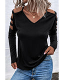 Azura Exchange Cold Shoulder Cut Out Long Sleeve Top - S