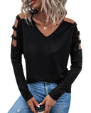 Azura Exchange Cold Shoulder Cut Out Long Sleeve Top - S