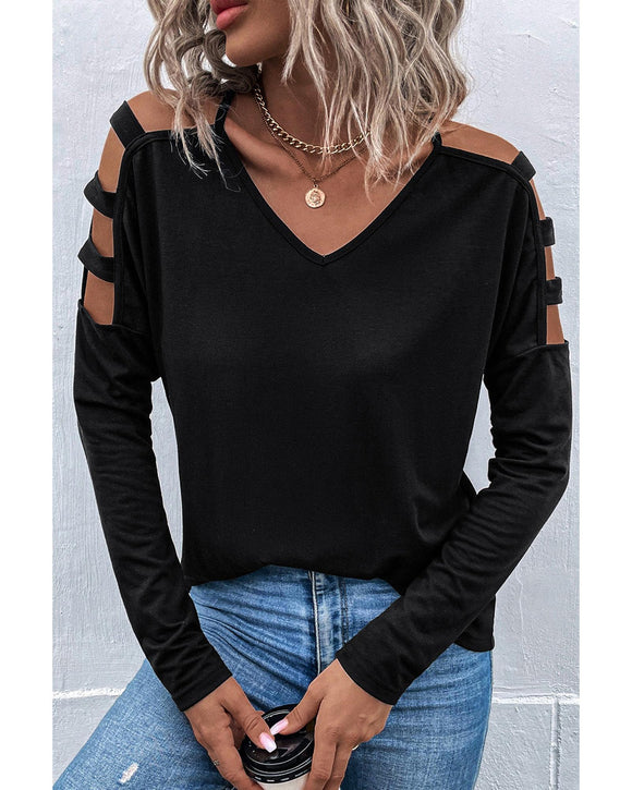 Azura Exchange Cold Shoulder Cut Out Long Sleeve Top - XL