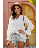 Azura Exchange Eyelet Button Down Top - M