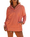 Azura Exchange Batwing Sleeve Pocketed Henley Hoodie - S