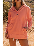 Azura Exchange Batwing Sleeve Pocketed Henley Hoodie - S