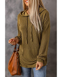 Azura Exchange Ribbed Drawstring Hoodie with Kangaroo Pocket - L