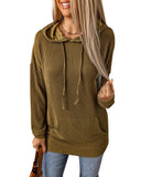 Azura Exchange Ribbed Drawstring Hoodie with Kangaroo Pocket - S