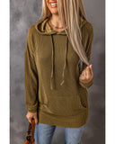 Azura Exchange Ribbed Drawstring Hoodie with Kangaroo Pocket - XL