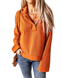 Azura Exchange Buttoned Hoodie with Patchwork Trim - L