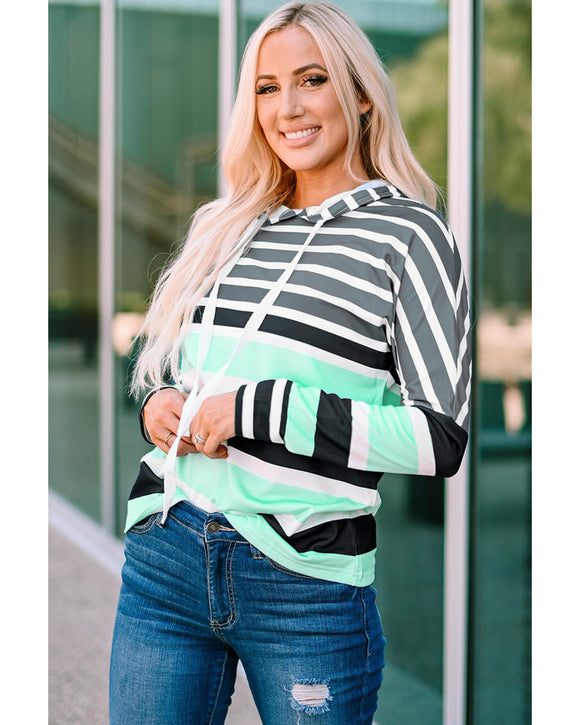 Azura Exchange Striped Drawstring Long Sleeve Hoodie - 2XL