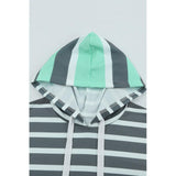 Azura Exchange Striped Drawstring Long Sleeve Hoodie - M