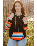 Azura Exchange Striped Patchwork Kangaroo Pocket Hoodie - S