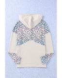 Azura Exchange Leopard Patchwork Hooded Sweatshirt with Pocket - L