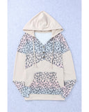 Azura Exchange Leopard Patchwork Hooded Sweatshirt with Pocket - L