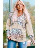 Azura Exchange Leopard Patchwork Hooded Sweatshirt with Pocket - L