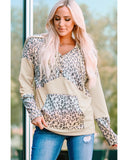 Azura Exchange Leopard Patchwork Hooded Sweatshirt with Pocket - M