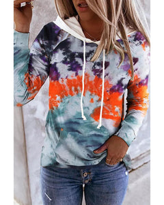 Azura Exchange Tie Dye Drawstring Hoodie with Kangaroo Pocket - S