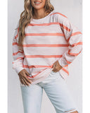 Azura Exchange Drop Shoulder Pullover Sweatshirt with Striped Pattern - 2XL