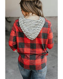 Azura Exchange Plaid Striped Patchwork Drawstring Hoodie - M