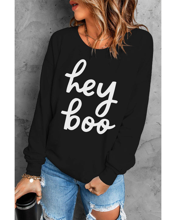 Azura Exchange Hey Boo Long Sleeve Pullover Sweatshirt - M