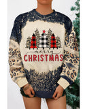 Azura Exchange Merry Christmas Leopard Sleeve Sweatshirt - L