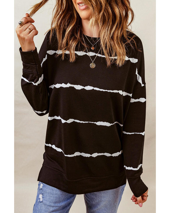 Azura Exchange Abstract Striped Long Sleeve Sweatshirt - M