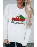 Azura Exchange Embroidered Pullover Sweatshirt with Merry Christmas Truck Pattern - L