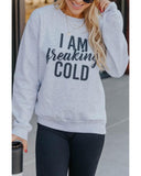 Azura Exchange Breaking COLD Letter Print Sweatshirt - XL