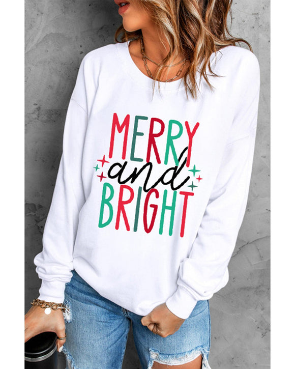 Azura Exchange Merry and Bright Long Sleeve Graphic Sweatshirt - S