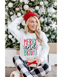 Azura Exchange Merry and Bright Long Sleeve Graphic Sweatshirt - S