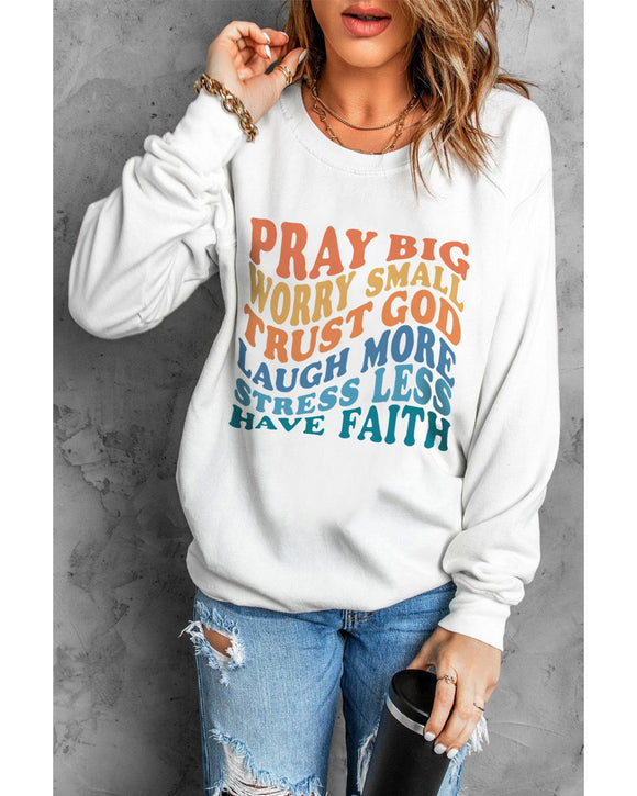 Azura Exchange Slogan Letters Print Long Sleeve Sweatshirt - M