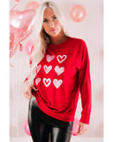 Azura Exchange Hearts Print Crewneck Sweatshirt - L