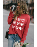 Azura Exchange Hearts Print Crewneck Sweatshirt - S