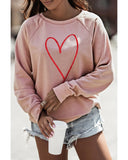 Azura Exchange Glitter Heart Raglan Pullover Sweatshirt - S