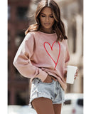 Azura Exchange Glitter Heart Raglan Pullover Sweatshirt - S