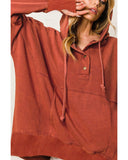 Azura Exchange Oversized Snap Button Hoodie with Thumb Hole in Orange - L