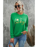 Azura Exchange Lucky Glitter Graphic Raglan Sleeve Sweatshirt - L