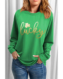 Azura Exchange Lucky Glitter Graphic Raglan Sleeve Sweatshirt - L